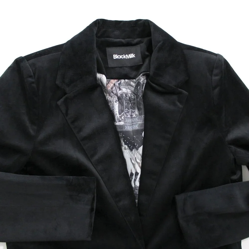 Blackmilk Black Velvet Nielsen Fairy Tales Blazer jacket art to wear XS 4/6 NWT - Picture 9 of 13